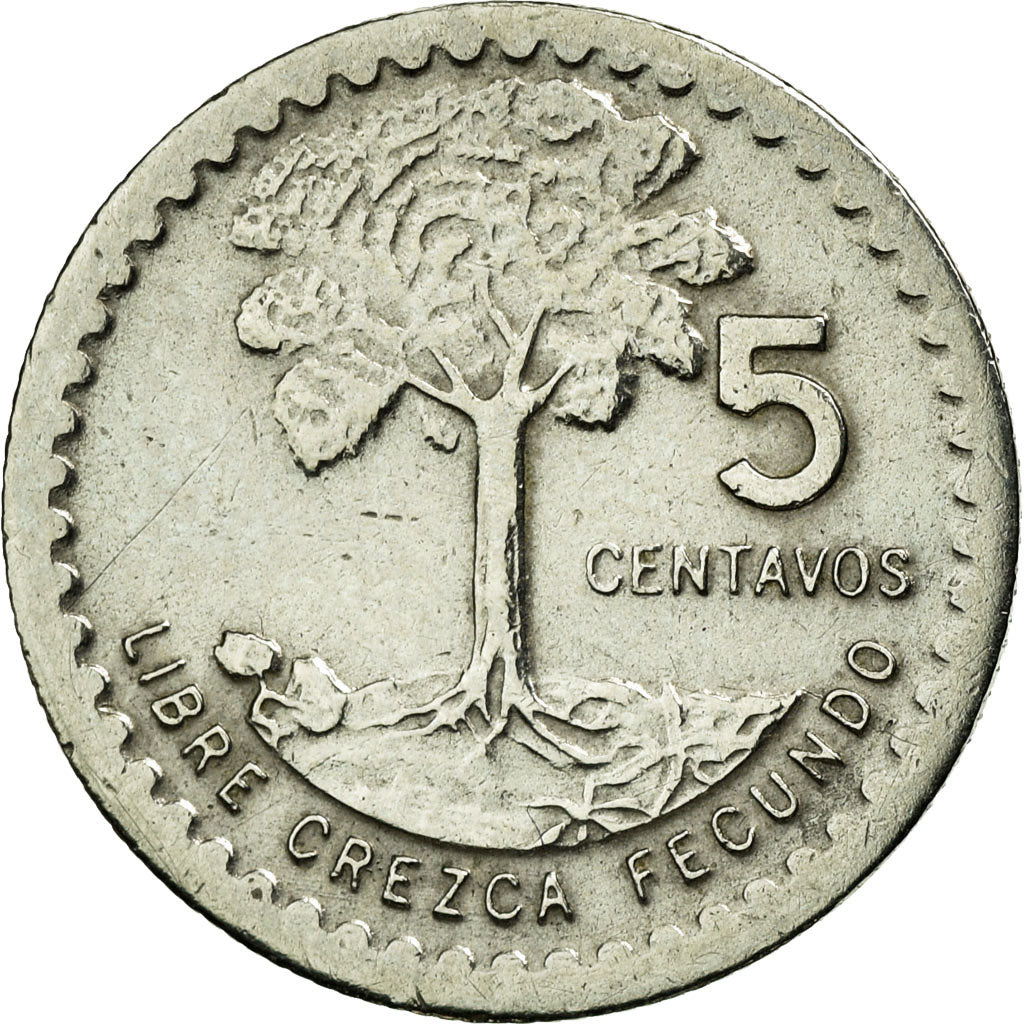 Coin, Guatemala, 5 Centavos, 1977, AU(50-53), Copper-nickel, KM:270