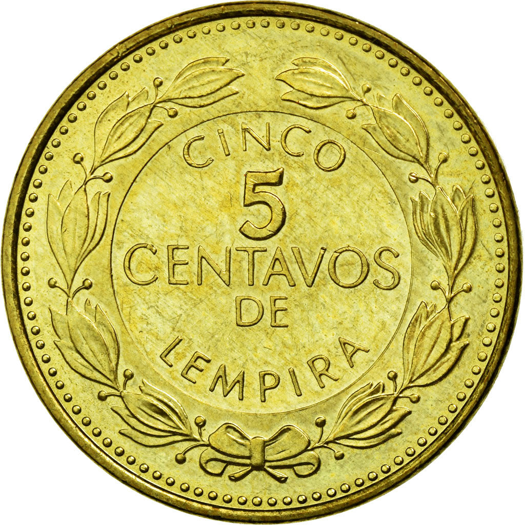 Coin, Honduras, 5 Centavos, 2005, AU(55-58), Brass, KM:72.4