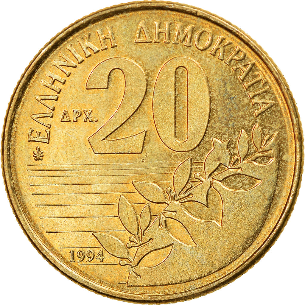 Münze, Griechenland, 20 Drachmes, 1994, SS+, Aluminum-Bronze, KM:154