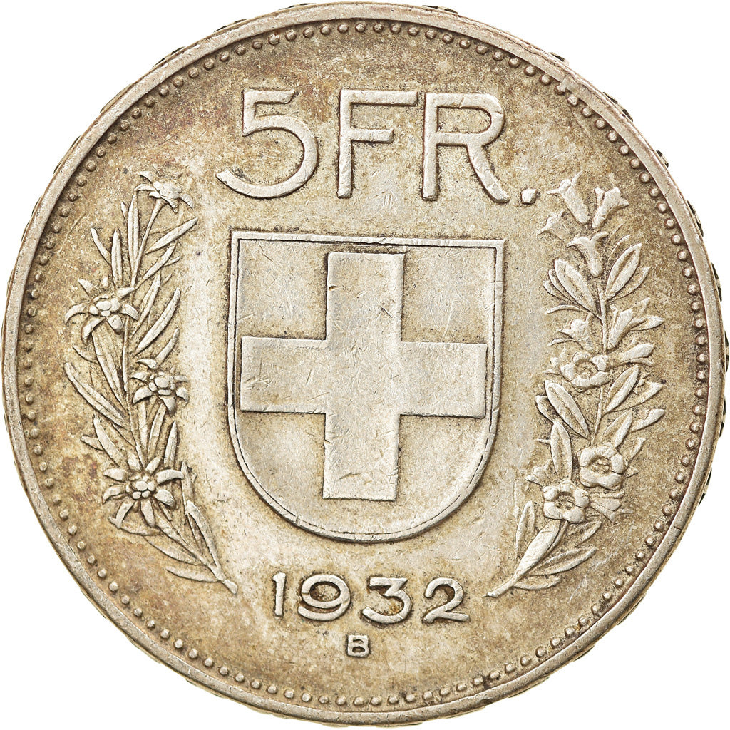 Coin, Switzerland, 5 Francs, 1932, Bern, EF(40-45), Silver, KM:40