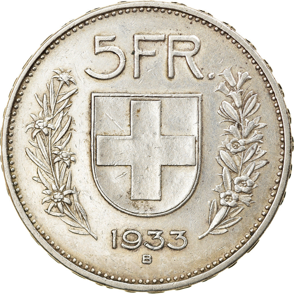 Moneda, Suiza, 5 Francs, 1933, Bern, MBC, Plata, KM:40