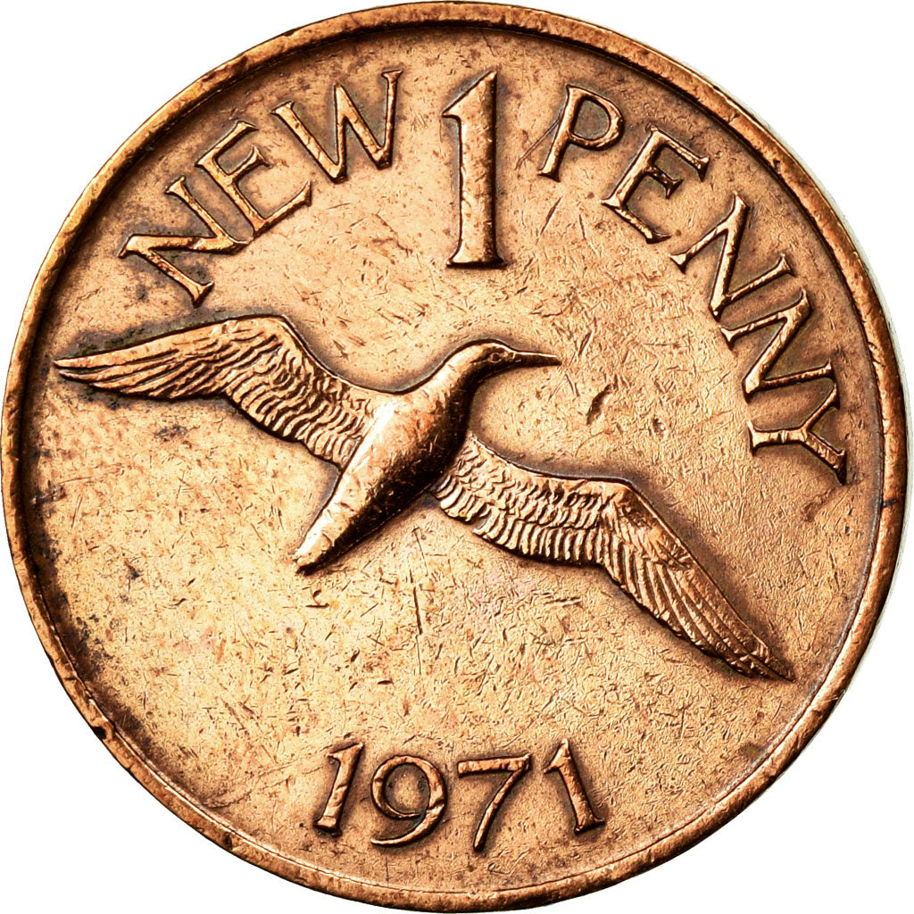 Moneta, Guernsey, Elizabeth II, New Penny, 1971, BB+, Bronzo, KM:21