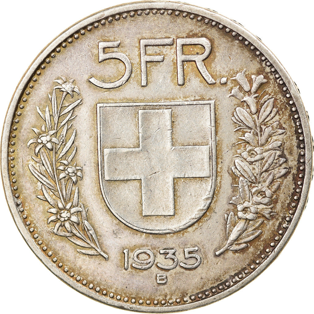 Coin, Switzerland, 5 Francs, 1935, Bern, EF(40-45), Silver, KM:40
