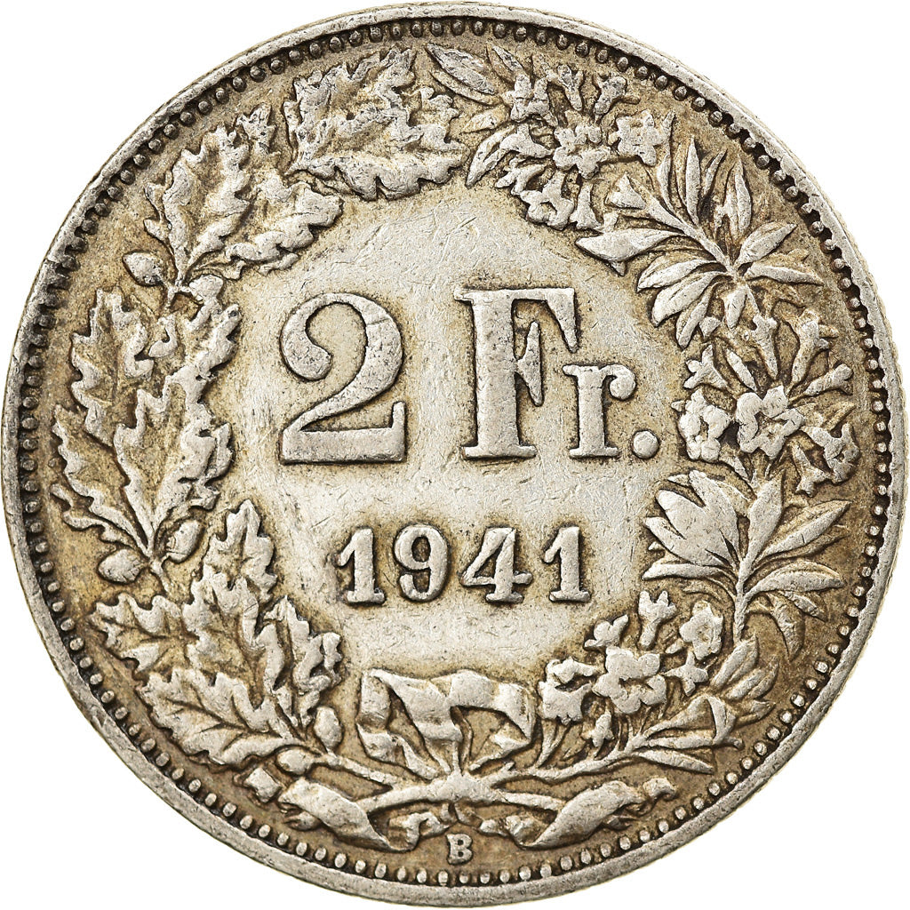 Coin, Switzerland, 2 Francs, 1941, Bern, EF(40-45), Silver, KM:21