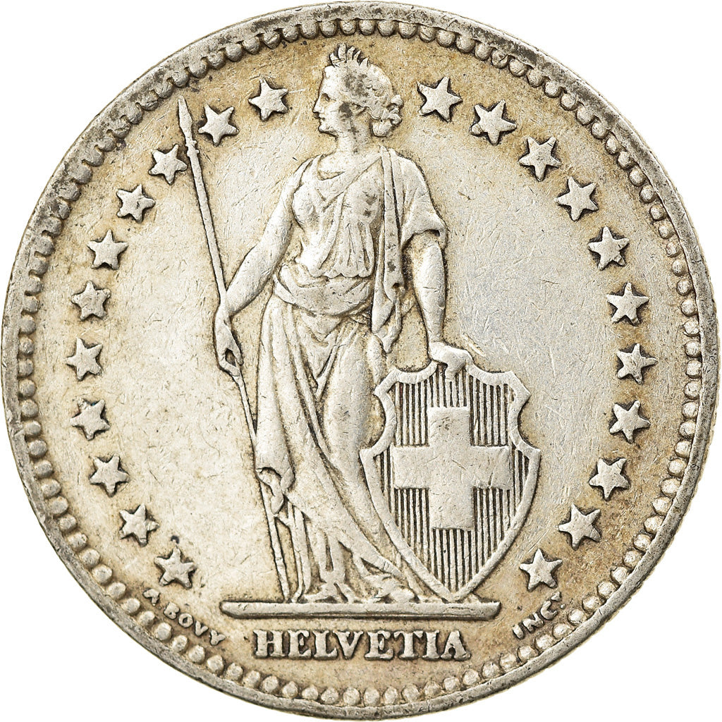 Coin, Switzerland, 2 Francs, 1944, EF(40-45), Silver, KM:21