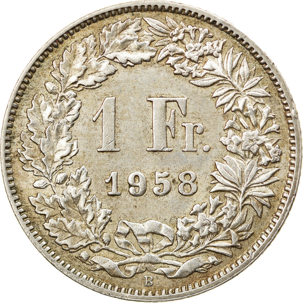 Coin, Switzerland, Franc, 1958, Bern, EF(40-45), Silver, KM:24