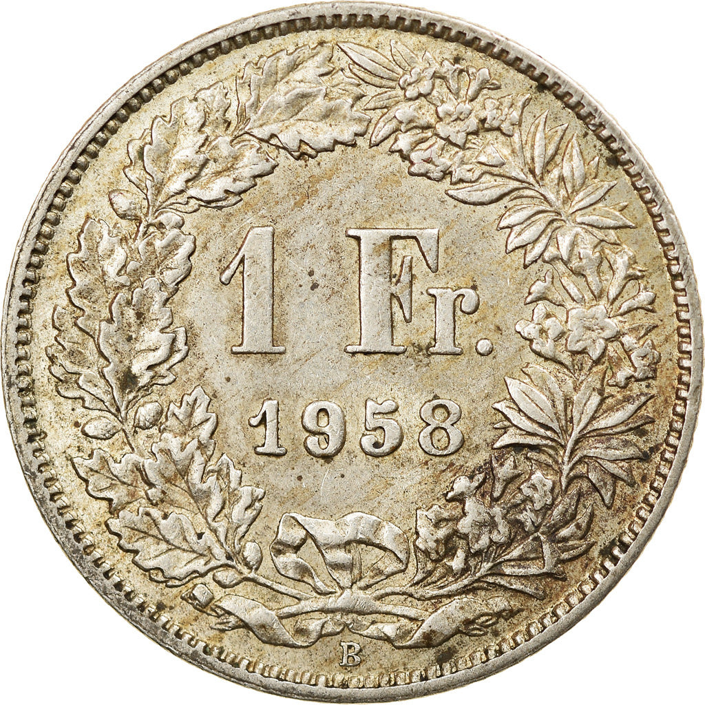 Coin, Switzerland, Franc, 1958, Bern, EF(40-45), Silver, KM:24