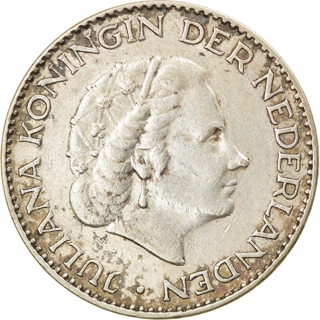 Coin, Netherlands, Juliana, Gulden, 1957, EF(40-45), Silver, KM:184
