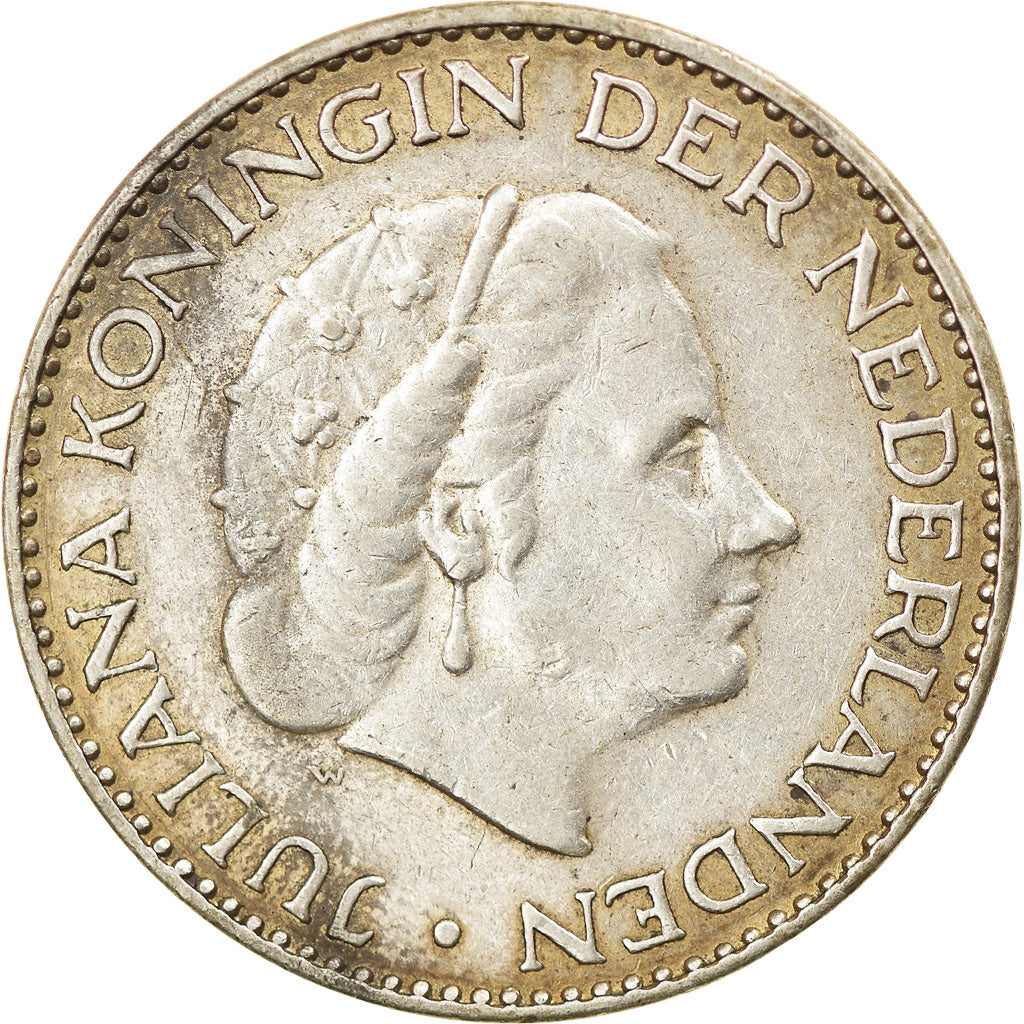 Coin, Netherlands, Juliana, Gulden, 1957, EF(40-45), Silver, KM:184