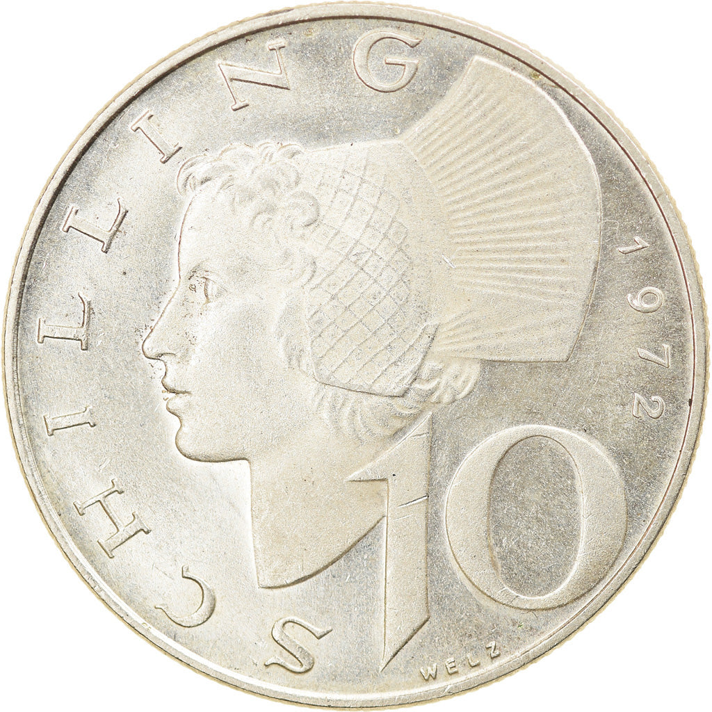 Moneta, Austria, 10 Schilling, 1972, AU(55-58), Srebro, KM:2882