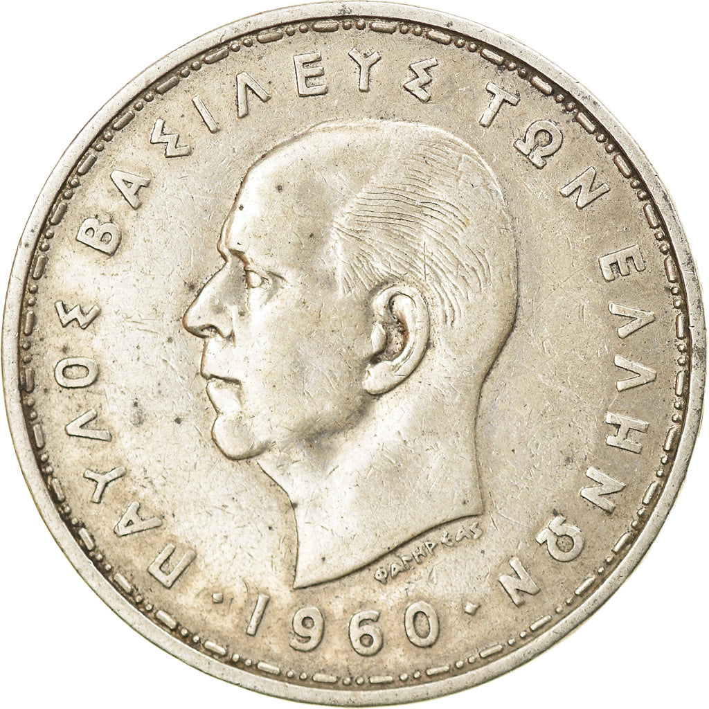Munten, Griekenland, 20 Drachmai, 1960, ZF, Zilver, KM:73