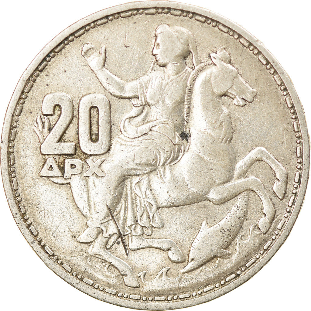 Munten, Griekenland, 20 Drachmai, 1960, ZF, Zilver, KM:73