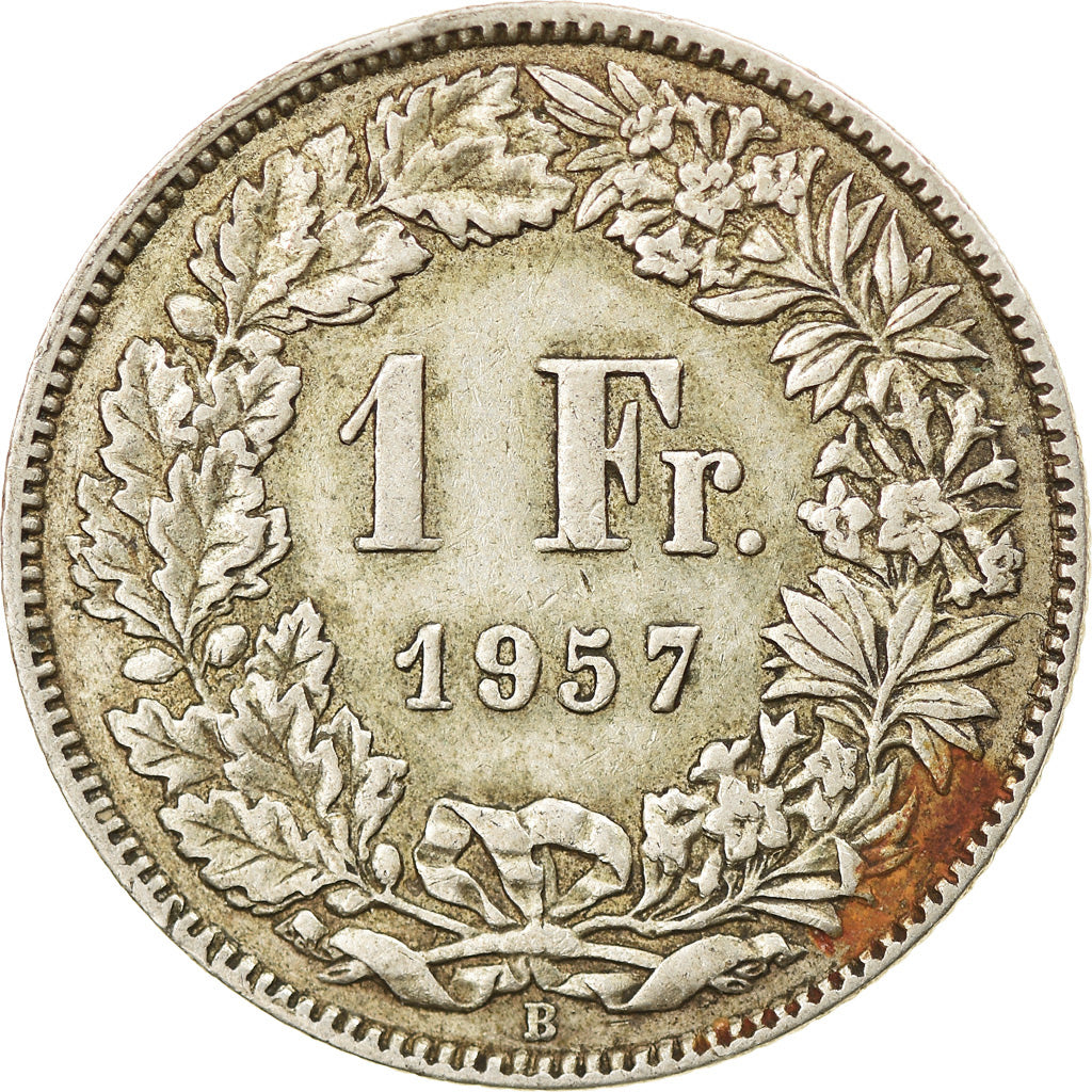 Coin, Switzerland, Franc, 1957, EF(40-45), Silver, KM:24