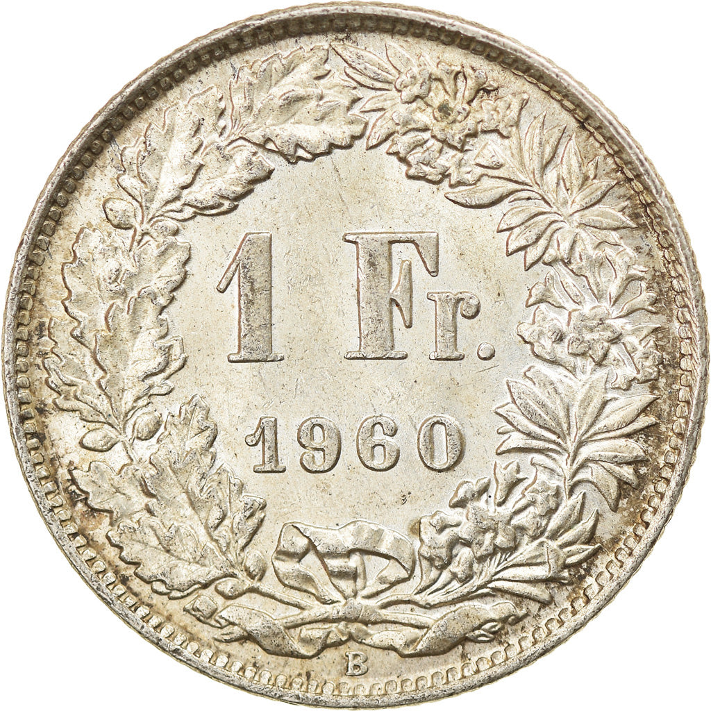 Coin, Switzerland, Franc, 1960, Bern, AU(50-53), Silver, KM:24