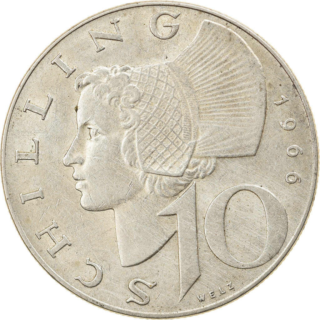 Moneta, Austria, 10 Schilling, 1966, AU(50-53), Srebro, KM:2882