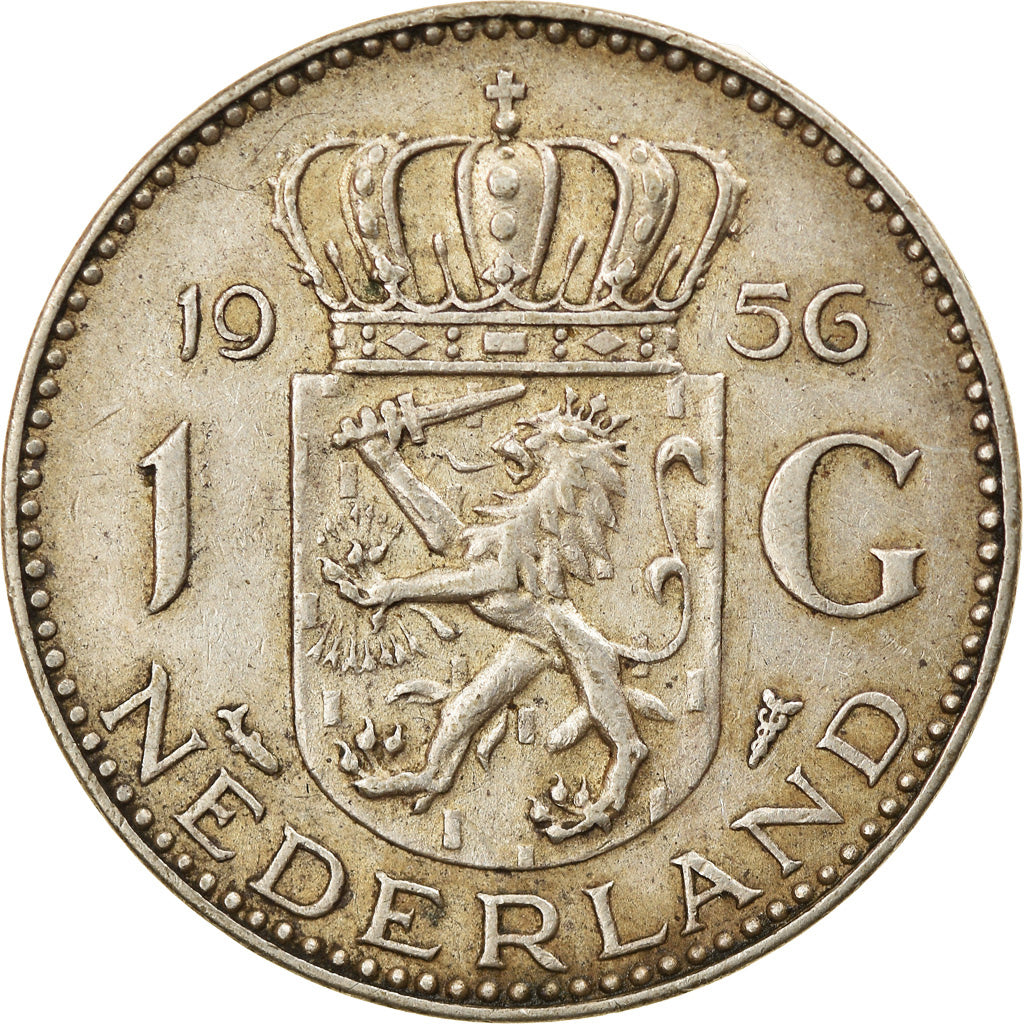 Coin, Netherlands, Juliana, Gulden, 1956, EF(40-45), Silver, KM:184