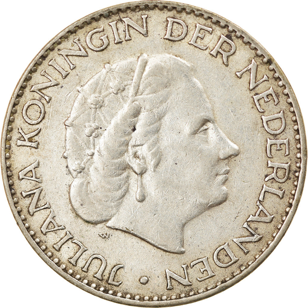 Coin, Netherlands, Juliana, Gulden, 1957, EF(40-45), Silver, KM:184