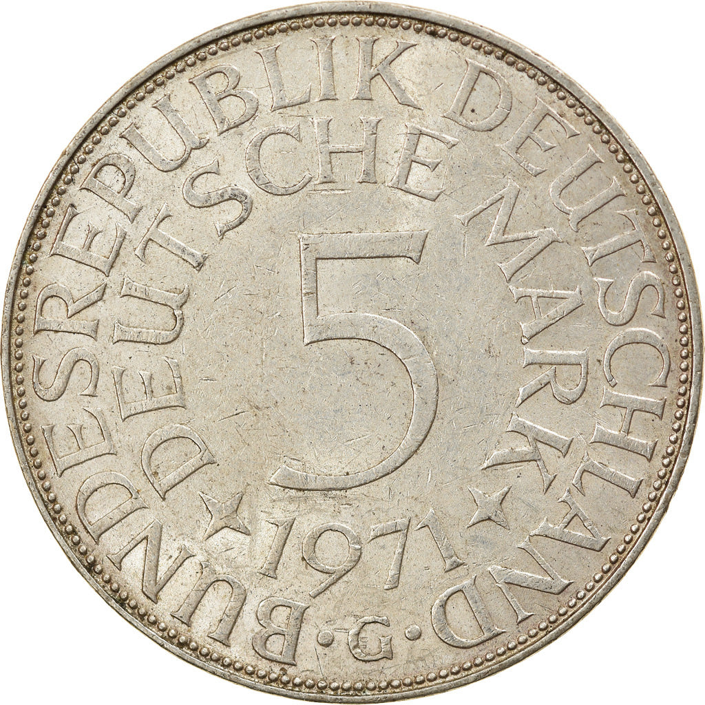 Moneta, Niemcy - RFN, 5 Mark, 1971, Karlsruhe, EF(40-45), Srebro, KM:112.1