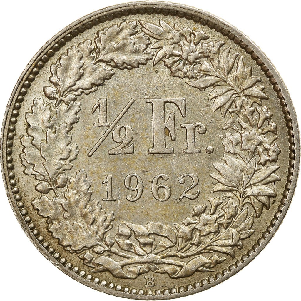 Moneta, Szwajcaria, 1/2 Franc, 1962, Bern, AU(50-53), Srebro, KM:23
