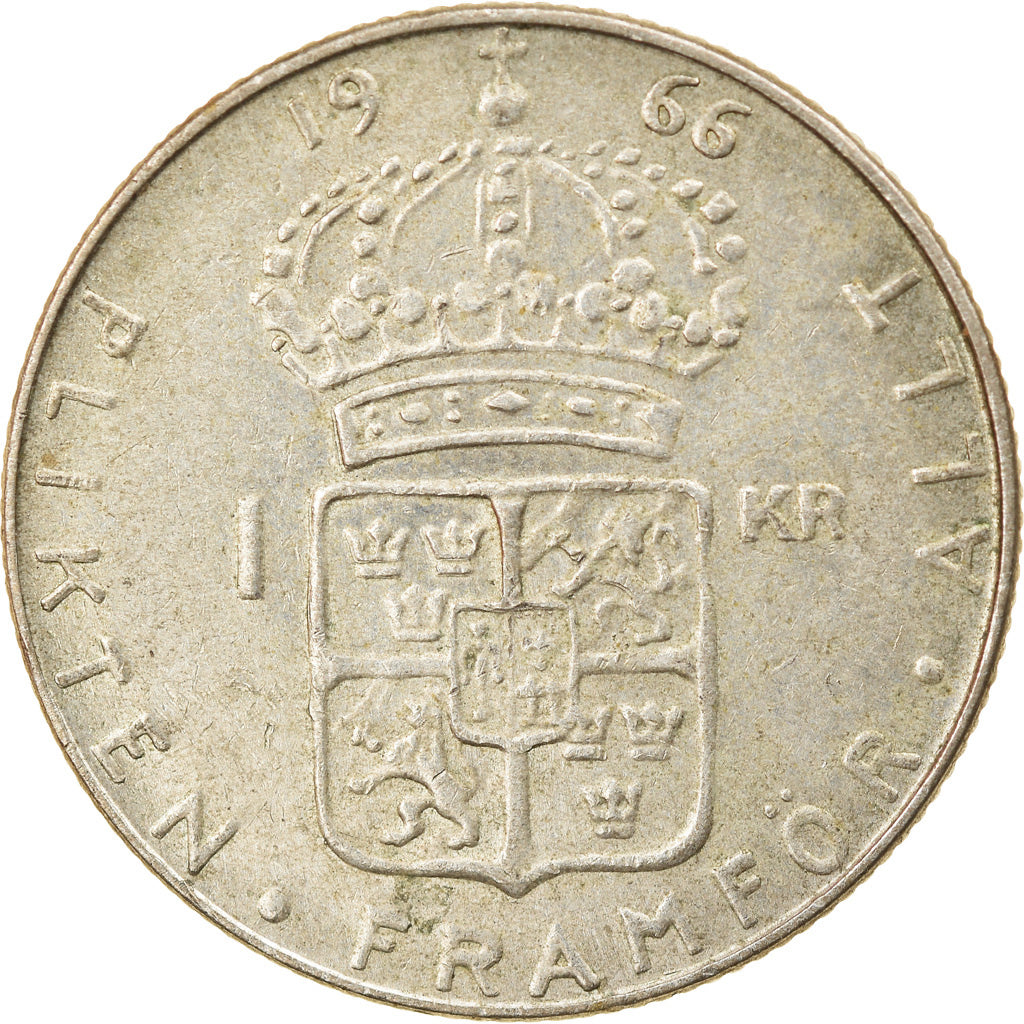Moneta, Szwecja, Gustaf V, Krona, 1966, EF(40-45), Srebro, KM:814