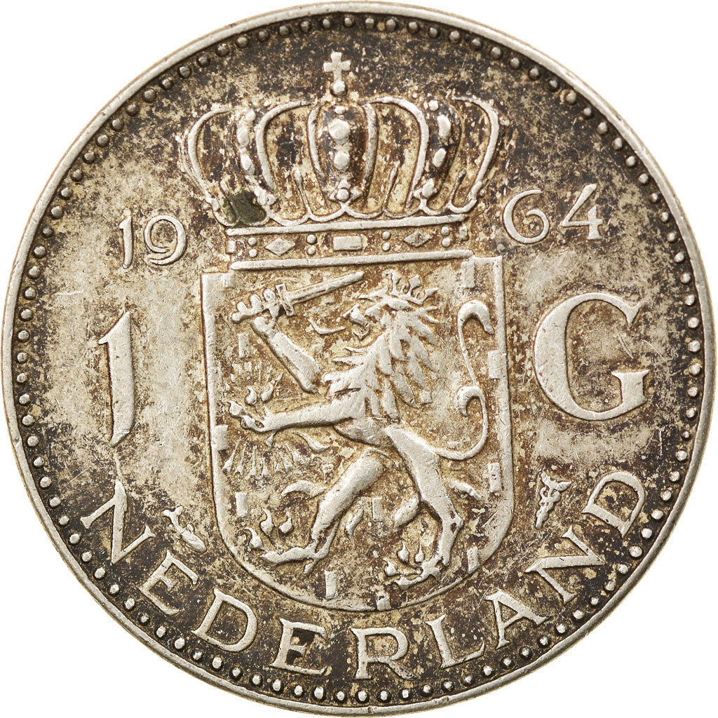 Coin, Netherlands, Juliana, Gulden, 1964, EF(40-45), Silver, KM:184