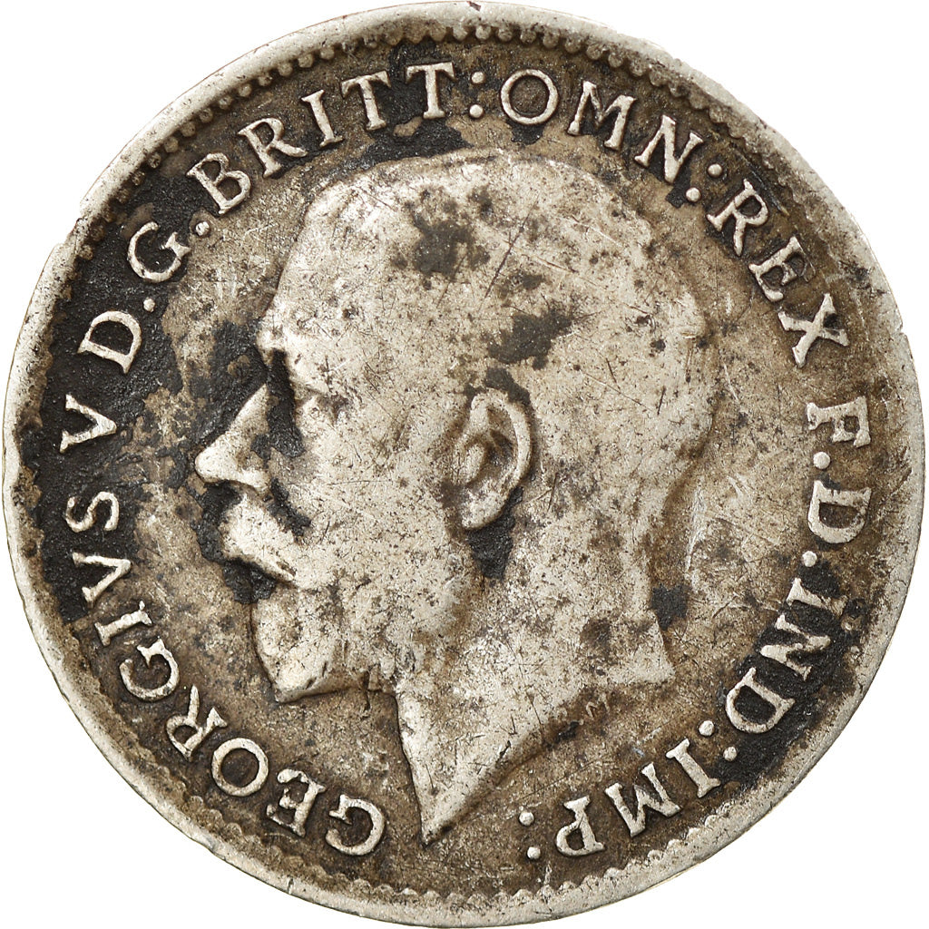 Moneta, Gran Bretagna, George V, 3 Pence, 1917, MB+, Argento, KM:813