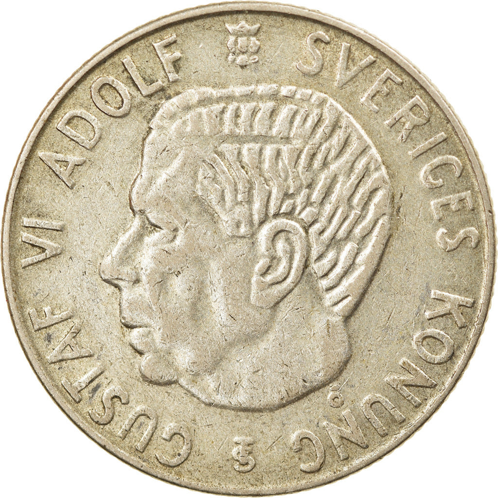 Moneta, Szwecja, Gustaf VI, Krona, 1957, EF(40-45), Srebro, KM:826