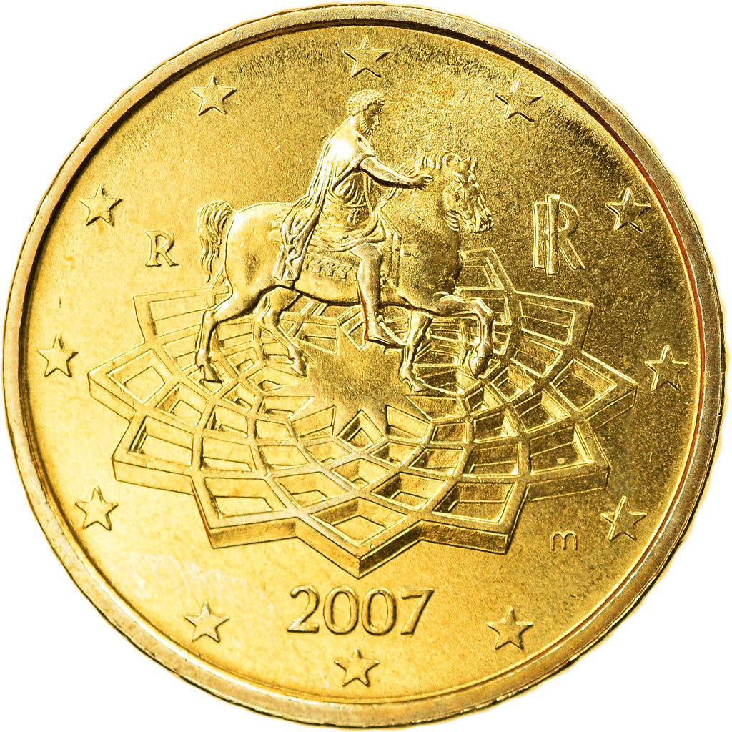 Italy, 50 Euro Cent, 2007, Rome, MS(63), Brass, KM:215