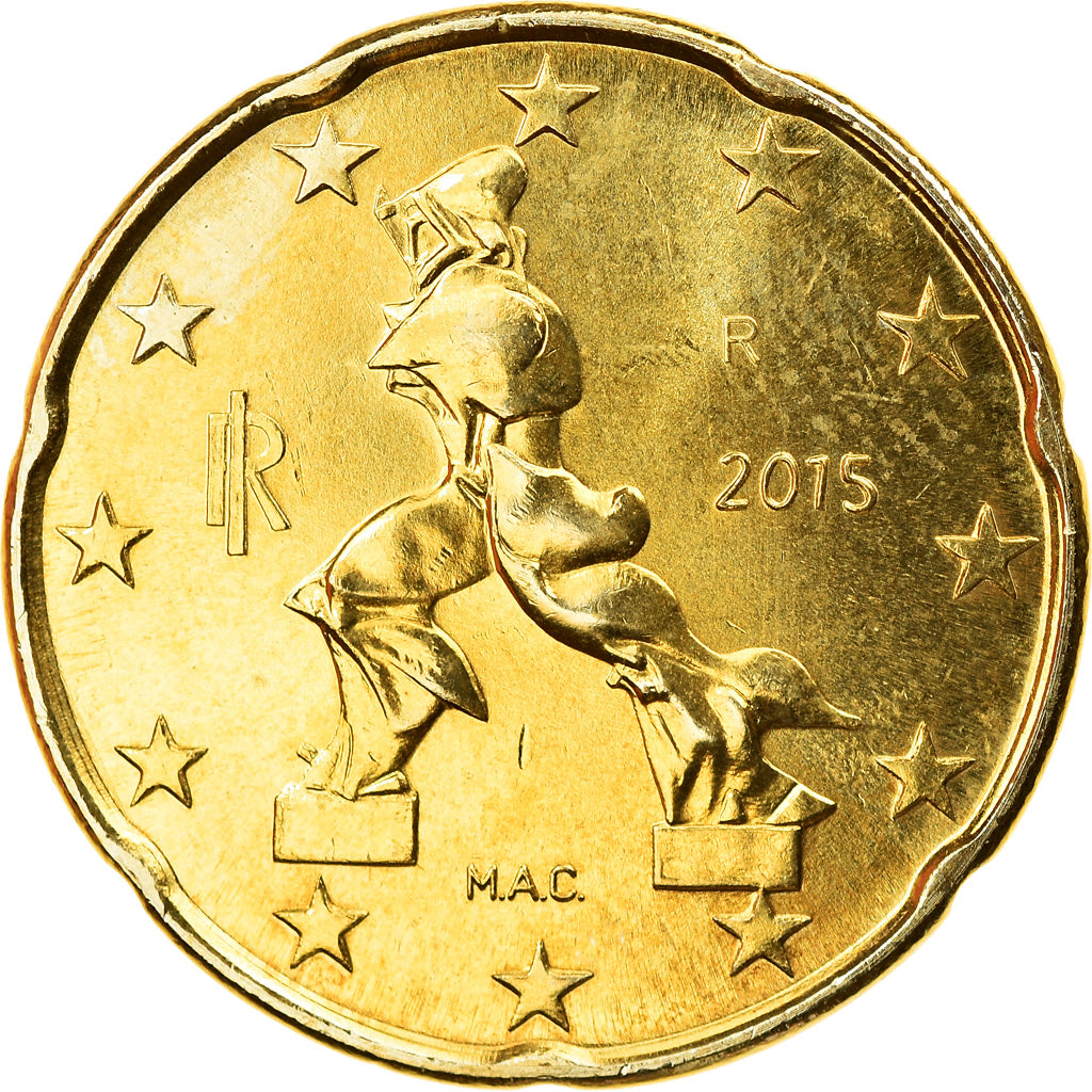 Italia, 20 Euro Cent, 2015, SC, Latón, KM:New