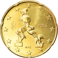 Włochy, 20 Euro Cent, 2016, MS(63), Mosiądz, KM:New