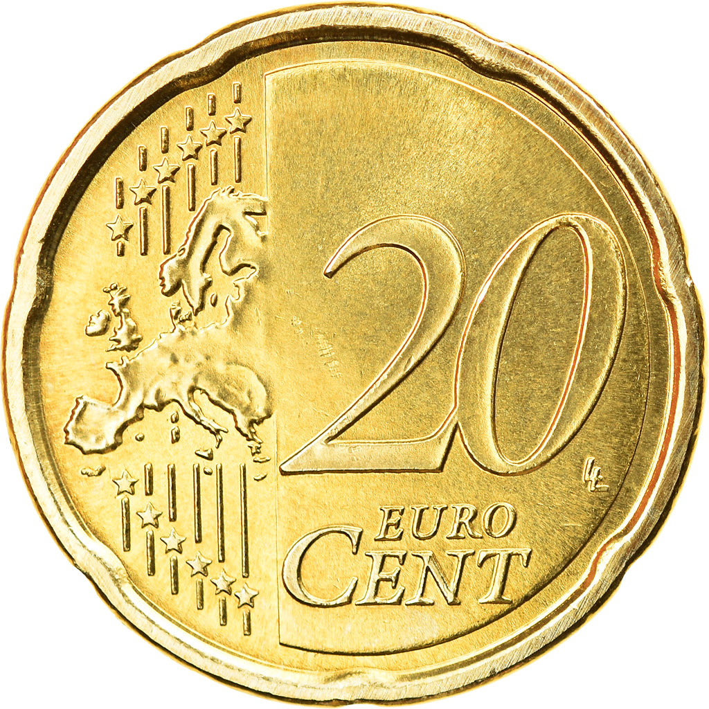 Włochy, 20 Euro Cent, 2016, MS(63), Mosiądz, KM:New