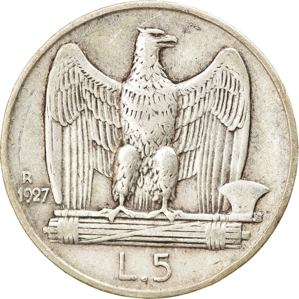 Moeda, Itália, Vittorio Emanuele III, 5 Lire, 1927, Rome, EF(40-45), Prata