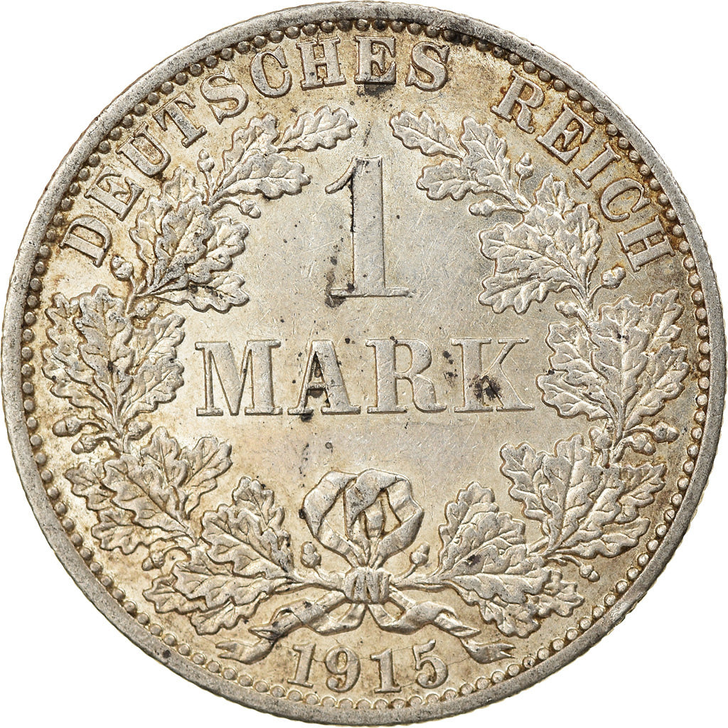 Coin, GERMANY - EMPIRE, Wilhelm II, Mark, 1915, Berlin, EF(40-45), Silver, KM:14