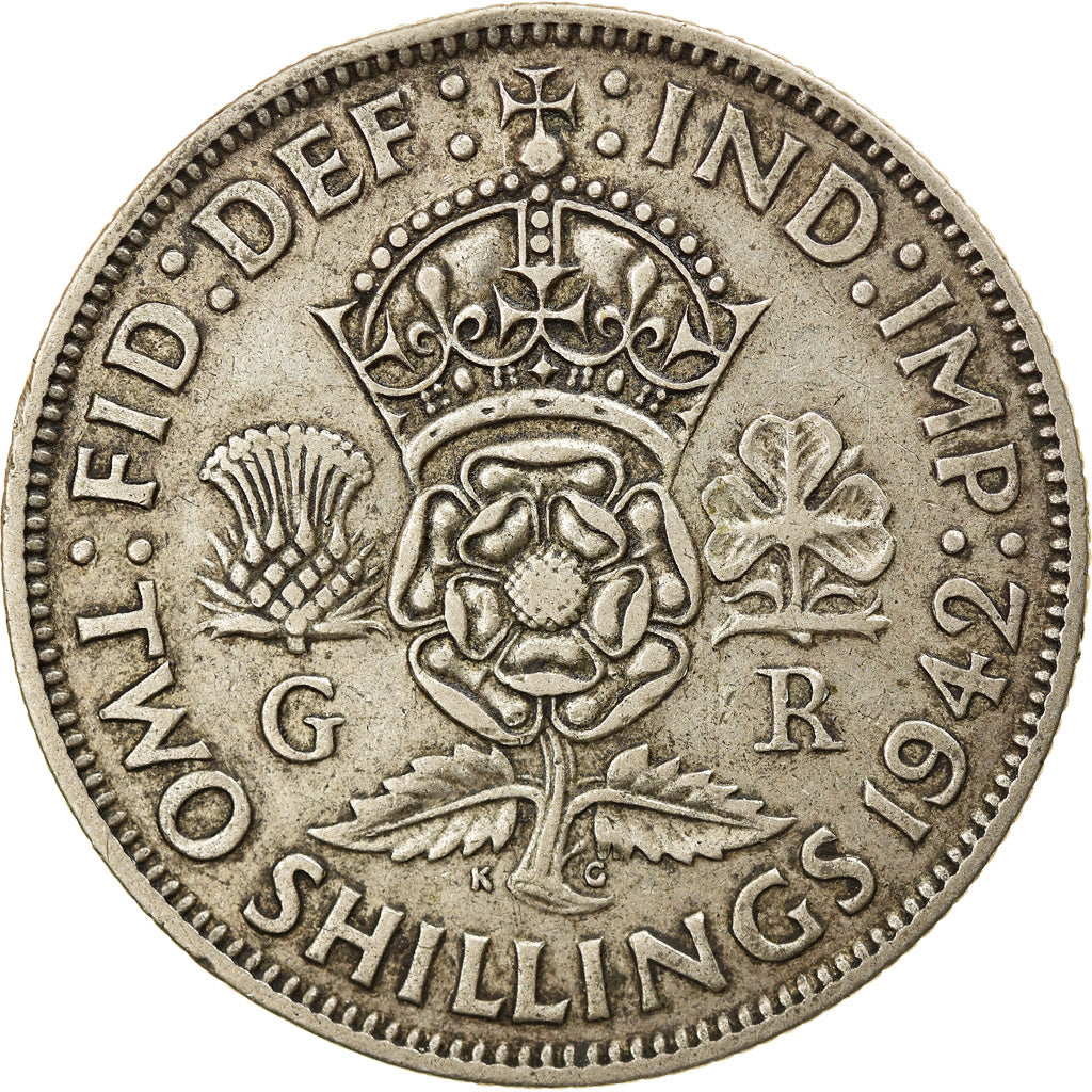 Monnaie, Grande-Bretagne, George VI, Florin, Two Shillings, 1942, TTB, Argent