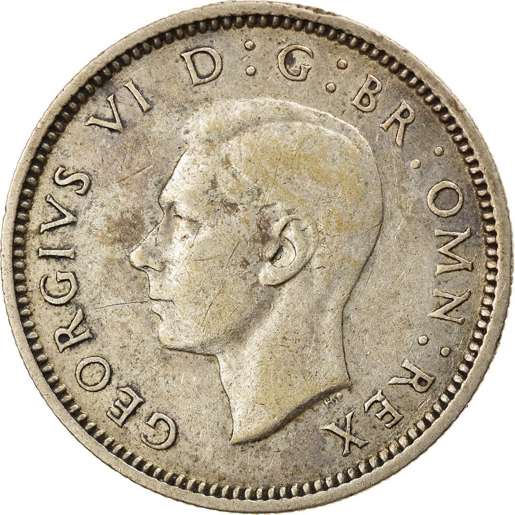 Moneta, Gran Bretagna, George VI, 6 Pence, 1938, BB, Argento, KM:852
