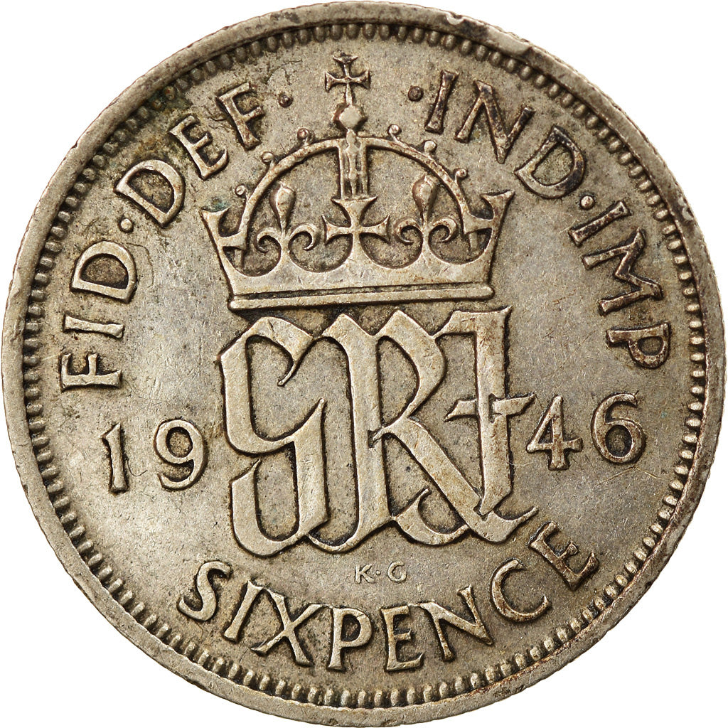 Münze, Großbritannien, George VI, 6 Pence, 1946, S+, Silber, KM:852