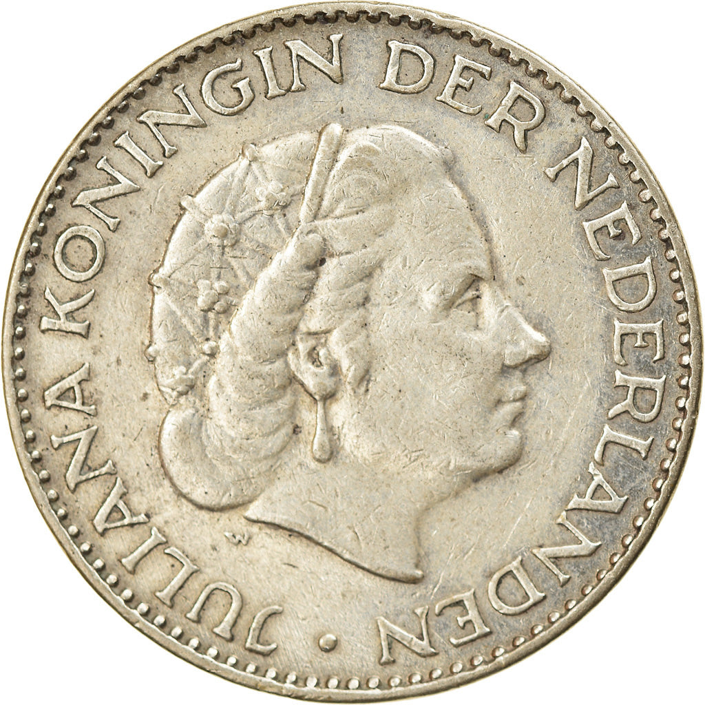 Coin, Netherlands, Juliana, Gulden, 1956, AU(50-53), Silver, KM:184