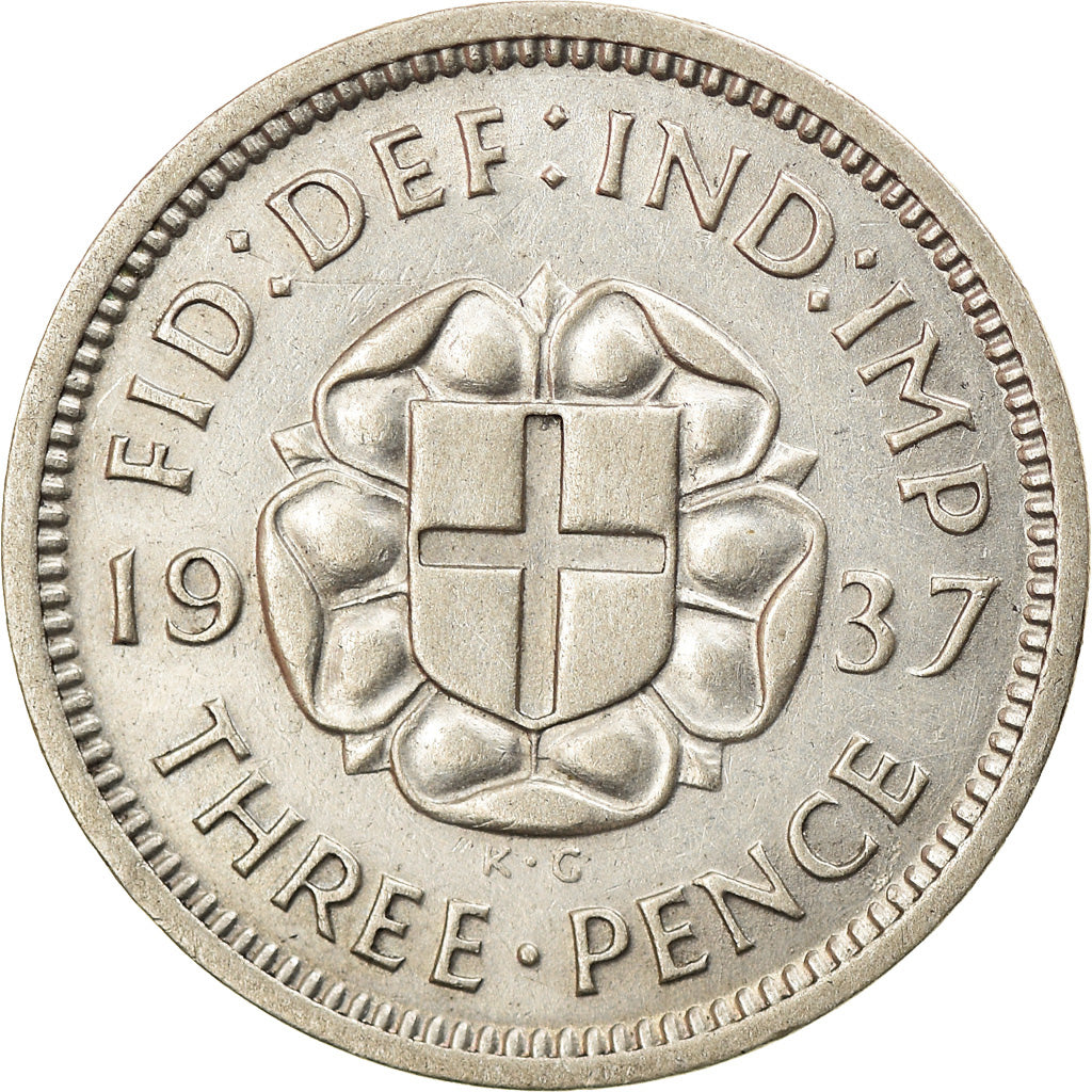 Coin, Great Britain, George VI, 3 Pence, 1937, AU(50-53), Silver, KM:848