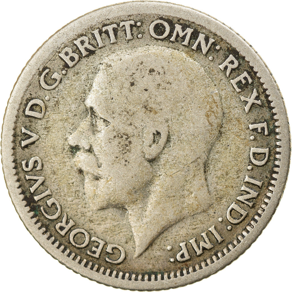 Moneda, Gran Bretaña, George V, 6 Pence, 1929, BC+, Plata, KM:832
