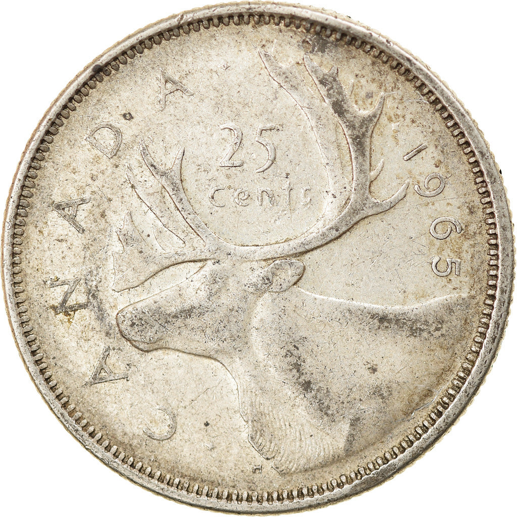 Coin, Canada, Elizabeth II, 25 Cents, 1965, Royal Canadian Mint, Ottawa