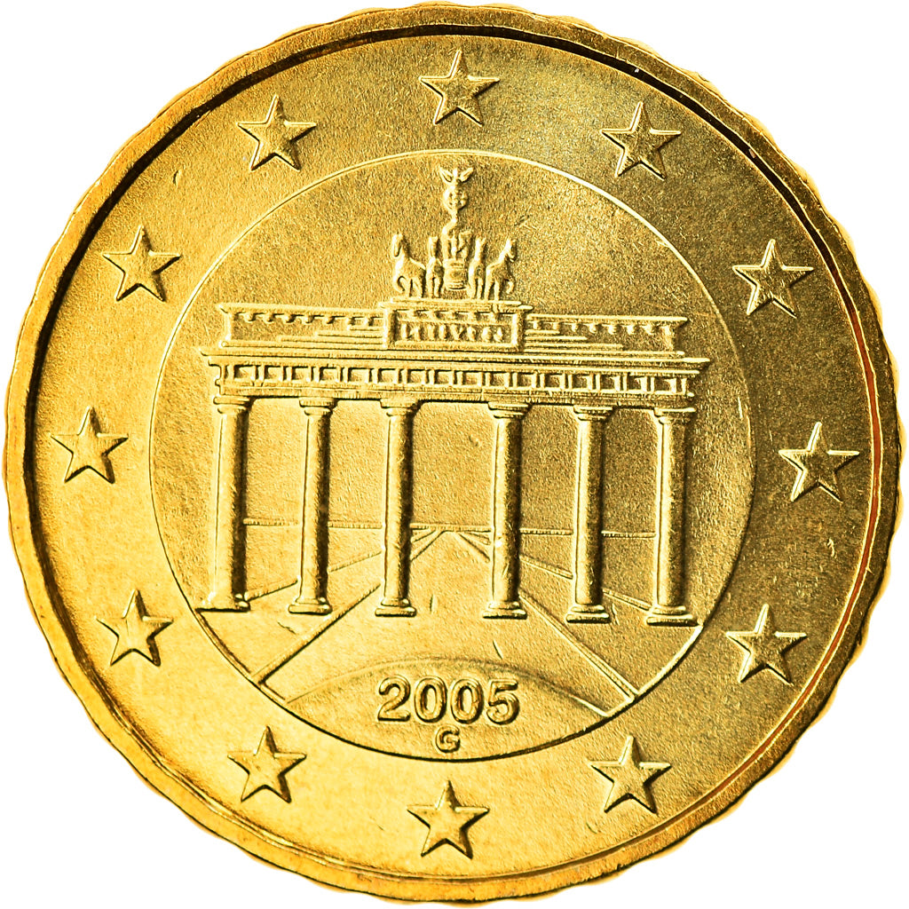 ALEMANIA - REPÚBLICA FEDERAL, 10 Euro Cent, 2005, Karlsruhe, SC, Latón, KM:210