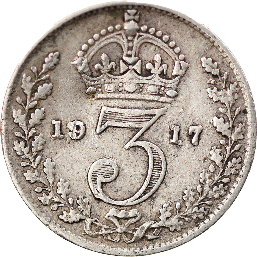 Coin, Great Britain, George V, 3 Pence, 1917, VF(30-35), Silver, KM:813