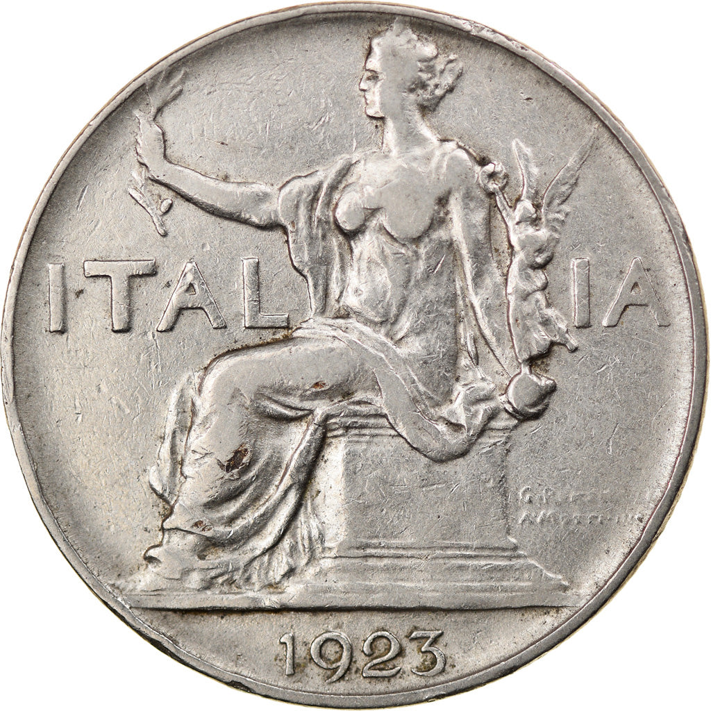 Moeda, Itália, Vittorio Emanuele III, Lira, 1923, Rome, EF(40-45), Níquel