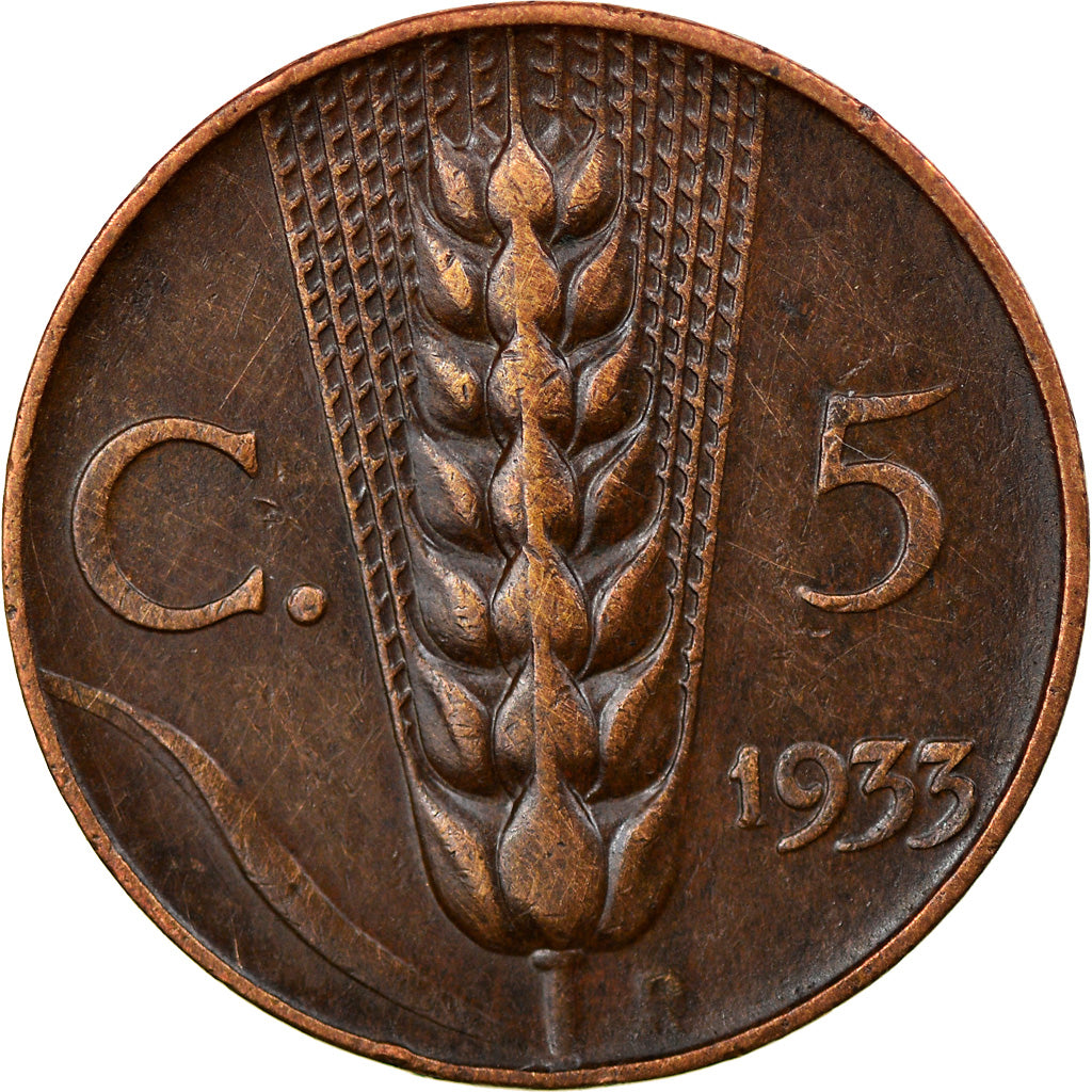 Moneda, Italia, Vittorio Emanuele III, 5 Centesimi, 1933, Rome, MBC+, Bronce