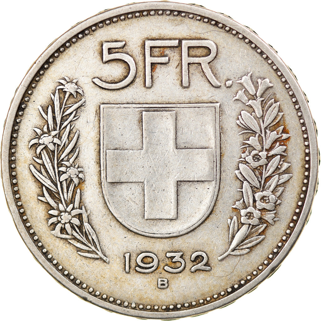 Coin, Switzerland, 5 Francs, 1932, Bern, EF(40-45), Silver, KM:40