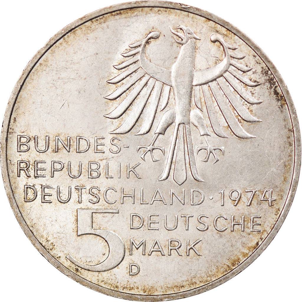 Moneda, ALEMANIA - REPÚBLICA FEDERAL, 5 Mark, 1974, Munich, Germany, MBC