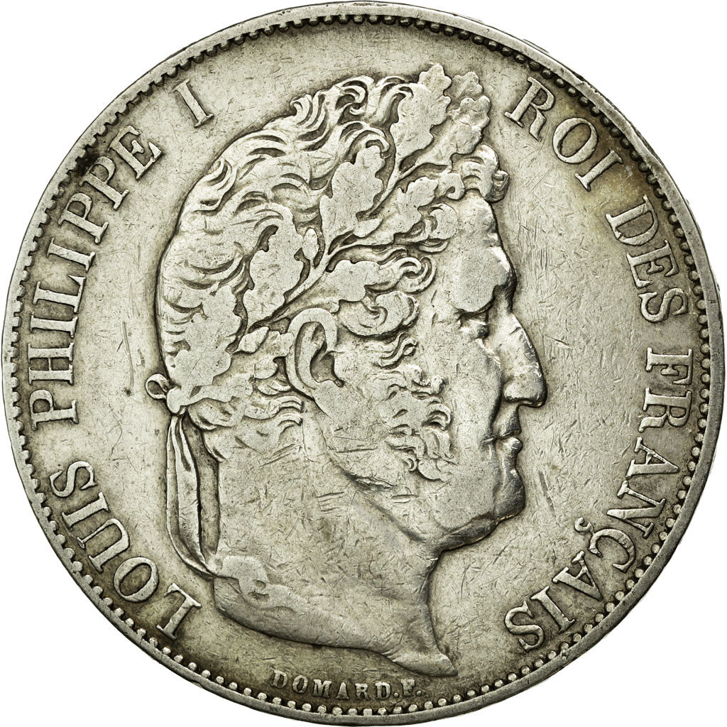Moneta, Francia, Louis-Philippe, 5 Francs, 1844, Lille, BB, Argento, KM:749.13