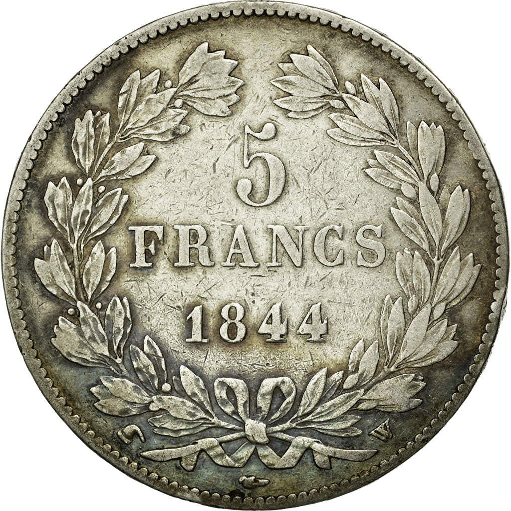 Coin, France, Louis-Philippe, 5 Francs, 1844, Lille, EF(40-45), Silver