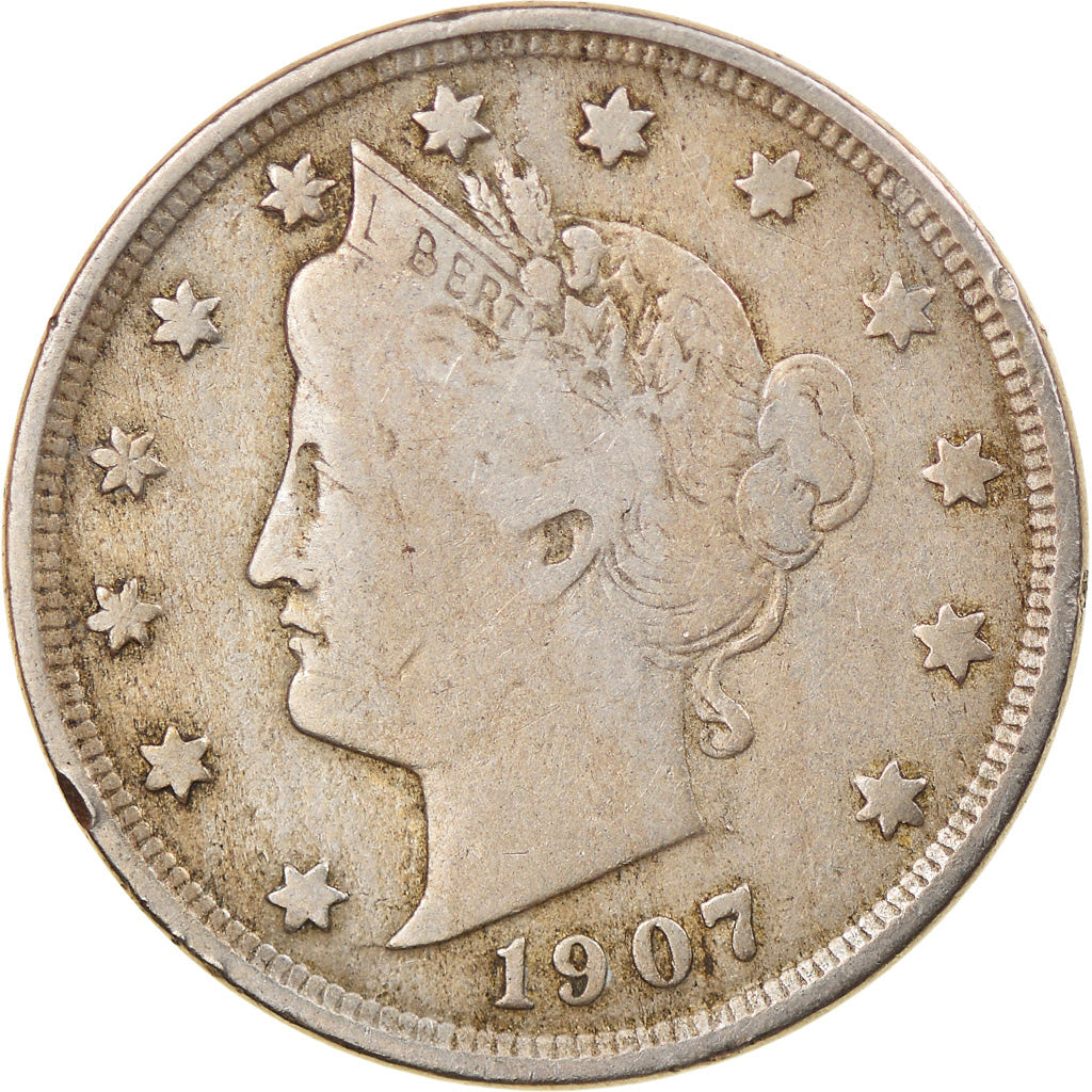 Monnaie, États-Unis, Liberty Nickel, 5 Cents, 1907, U.S. Mint, Philadelphie