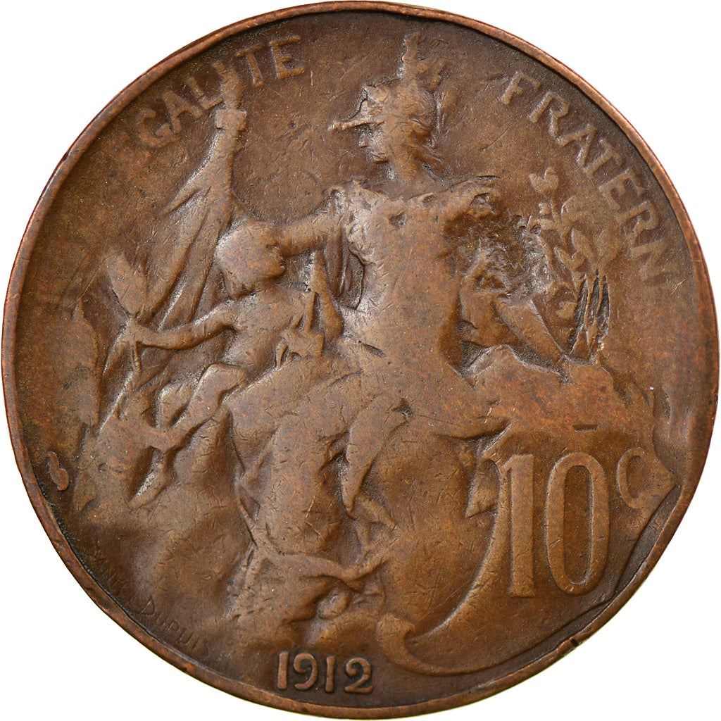 Munten, Frankrijk, Dupuis, 10 Centimes, 1912, Paris, FR, Bronze, KM:843
